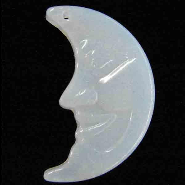 White Opal Moon Face 26x15MM